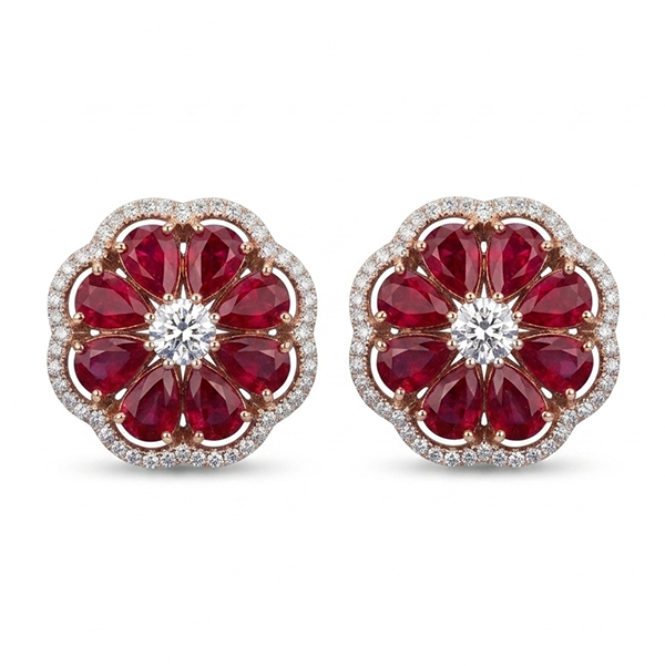 18K Ruby and Diamond Earrings